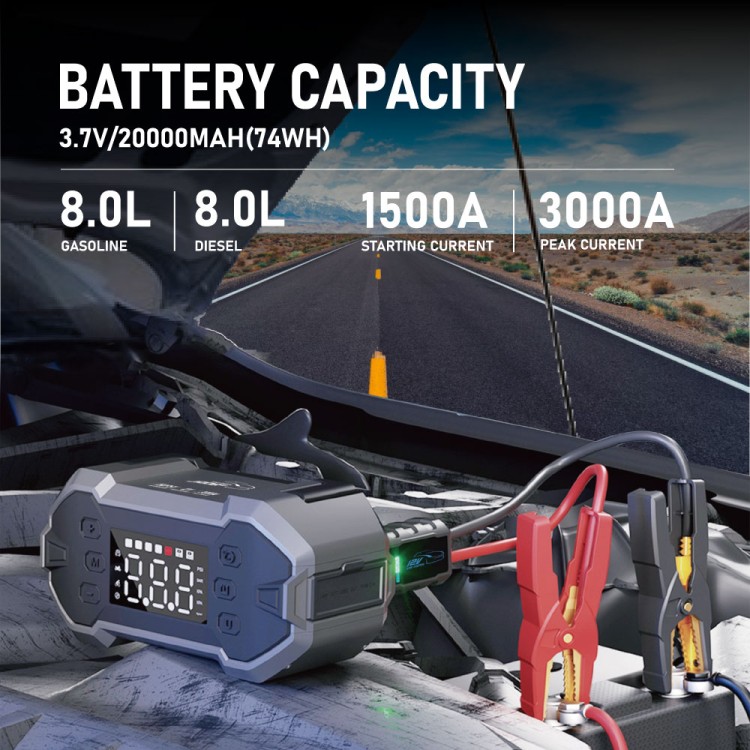 Green Keeper - 3000A Portable Jump Starter - Pump GK-J1206P